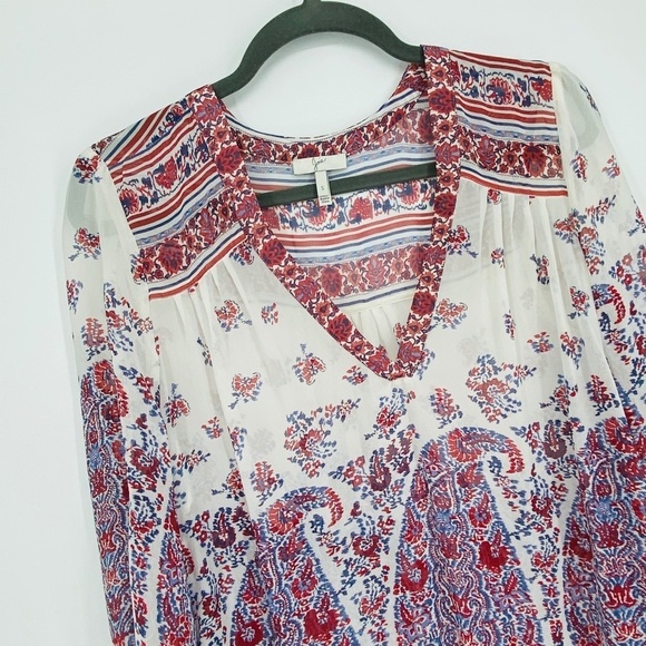 Joie | Fraizer Floral & Paisley Silk Boho Top Sz S - Picture 4 of 14